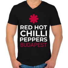 PRINTFASHION RHCP BUDAPEST - Férfi V-nyakú póló - Fekete férfi póló