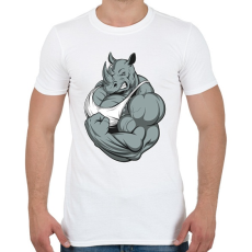 PRINTFASHION Rhino at thy gym - Férfi póló - Fehér