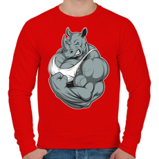 PRINTFASHION Rhino at thy gym - Férfi pulóver - Piros