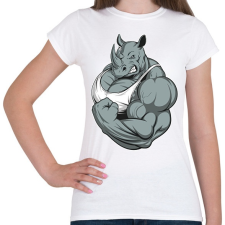 PRINTFASHION Rhino at thy gym - Női póló - Fehér női póló