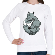 PRINTFASHION Rhino at thy gym - Női pulóver - Fehér női pulóver, kardigán