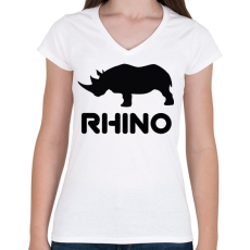 PRINTFASHION Rhino  - Női V-nyakú póló - Fehér