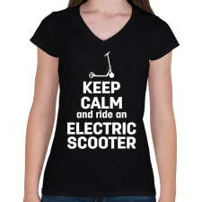 PRINTFASHION Ride an electric scooter - Női V-nyakú póló - Fekete női póló