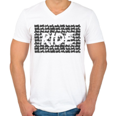 PRINTFASHION RIDE - Férfi V-nyakú póló - Fehér