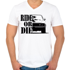 PRINTFASHION Ride or DIE - Férfi V-nyakú póló - Fehér férfi póló