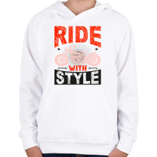 PRINTFASHION Ride With Style Red - Gyerek kapucnis pulóver - Fehér gyerek pulóver, kardigán