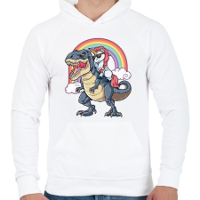PRINTFASHION Ridin Unicorn - Férfi kapucnis pulóver - Fehér férfi pulóver, kardigán