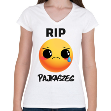 PRINTFASHION RIP Pajkaszeg - Női V-nyakú póló - Fehér női póló