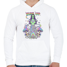 PRINTFASHION rise up - Férfi kapucnis pulóver - Fehér