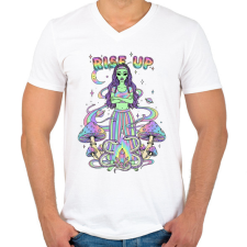 PRINTFASHION rise up - Férfi V-nyakú póló - Fehér férfi póló