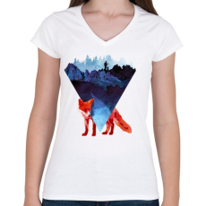 PRINTFASHION Risky road - Női V-nyakú póló - Fehér