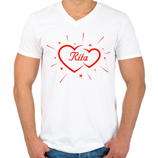 PRINTFASHION Rita - Férfi V-nyakú póló - Fehér