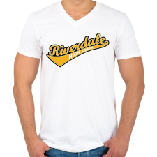 PRINTFASHION Riverdale logo - Férfi V-nyakú póló - Fehér férfi póló