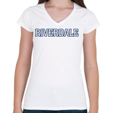 PRINTFASHION RiverDale - Női V-nyakú póló - Fehér női póló