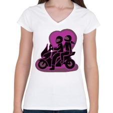 PRINTFASHION robiketten - Női V-nyakú póló - Fehér női póló