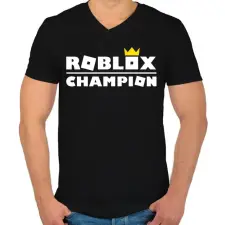 PRINTFASHION Roblox Champion - Férfi V-nyakú póló - Fekete férfi póló