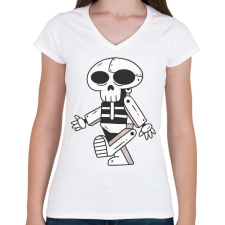 PRINTFASHION Robot-koponya - Női V-nyakú póló - Fehér női póló