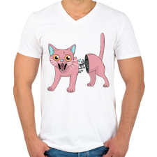 PRINTFASHION Robot macskában egér pilóta - Férfi V-nyakú póló - Fehér férfi póló