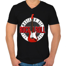 PRINTFASHION Rock and roll - Férfi V-nyakú póló - Fekete férfi póló