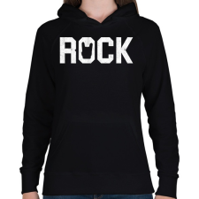 PRINTFASHION Rock and roll - Női kapucnis pulóver - Fekete női pulóver, kardigán