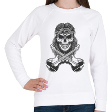 PRINTFASHION Rock gitáros koponya - Női pulóver - Fehér