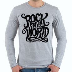 PRINTFASHION Rock my world - Férfi hosszú ujjú póló - Sport szürke