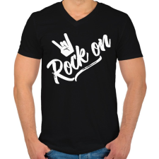 PRINTFASHION Rock n Roll - Férfi V-nyakú póló - Fekete férfi póló
