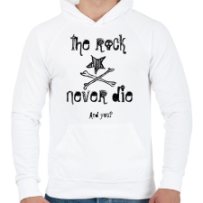 PRINTFASHION rock never die - Férfi kapucnis pulóver - Fehér férfi pulóver, kardigán