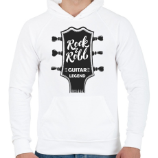 PRINTFASHION Rock & Roll - Guitar legend - Férfi kapucnis pulóver - Fehér