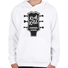 PRINTFASHION Rock & Roll - Guitar legend - Gyerek kapucnis pulóver - Fehér