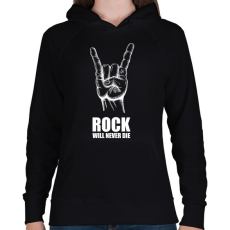 PRINTFASHION Rock will never die - Női kapucnis pulóver - Fekete