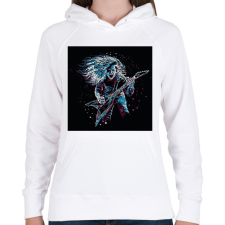 PRINTFASHION Rocker gitáros - Női kapucnis pulóver - Fehér női pulóver, kardigán