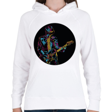 PRINTFASHION Rocker gitáros - Színes - Női kapucnis pulóver - Fehér