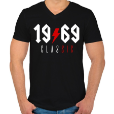 PRINTFASHION Rocker születésnap 1969 - Férfi V-nyakú póló - Fekete férfi póló