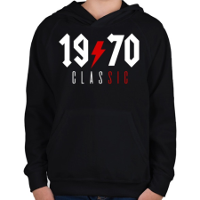 PRINTFASHION Rocker születésnap 1970 - Gyerek kapucnis pulóver - Fekete gyerek pulóver, kardigán