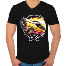 PRINTFASHION Rocket league - fennec - Férfi V-nyakú póló - Fekete férfi póló