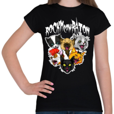 PRINTFASHION Rockmeowraton - Női póló - Fekete női póló