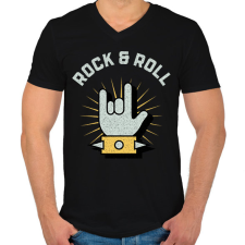 PRINTFASHION rocknroll - Férfi V-nyakú póló - Fekete férfi póló