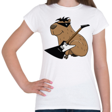 PRINTFASHION Rockstar Capybara - Női póló - Fehér női póló