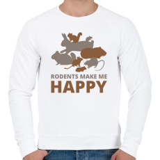 PRINTFASHION Rodents make me happy - Férfi pulóver - Fehér