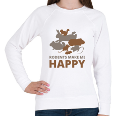 PRINTFASHION Rodents make me happy - Női pulóver - Fehér
