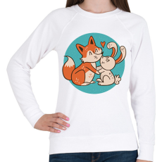 PRINTFASHION Róka és nyuszi - Női pulóver - Fehér