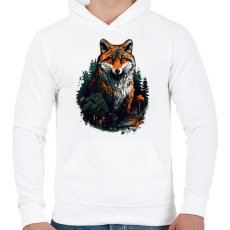 PRINTFASHION Róka  - Férfi kapucnis pulóver - Fehér