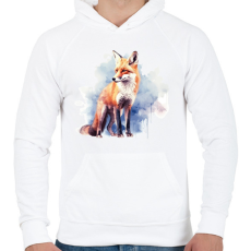 PRINTFASHION róka - Férfi kapucnis pulóver - Fehér