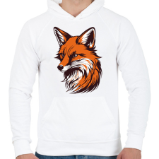 PRINTFASHION Róka - Férfi kapucnis pulóver - Fehér férfi pulóver, kardigán