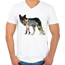 PRINTFASHION Róka - Férfi V-nyakú póló - Fehér