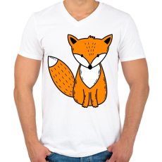 PRINTFASHION Róka  - Férfi V-nyakú póló - Fehér