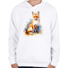 PRINTFASHION róka - Gyerek kapucnis pulóver - Fehér gyerek pulóver, kardigán