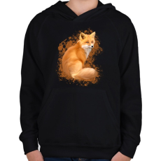 PRINTFASHION Róka - Gyerek kapucnis pulóver - Fekete
