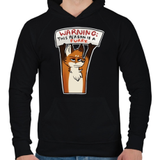 PRINTFASHION Róka minta - Férfi kapucnis pulóver - Fekete